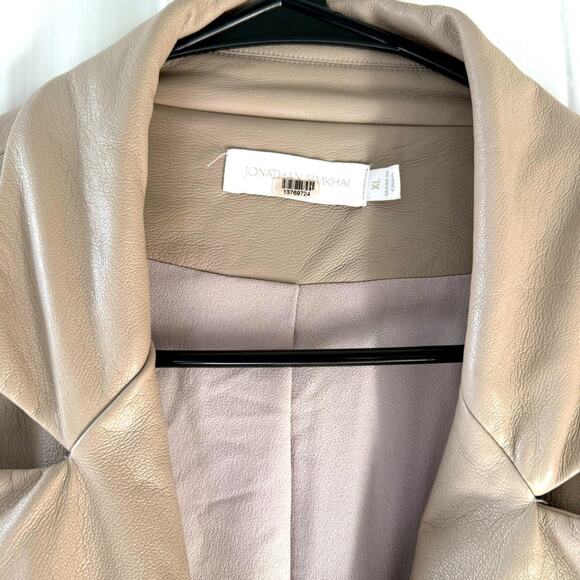 Jonathan Simkhai Raelynn Stretch Vegan Faux Leather Blazer Light Grey / Beige XL - Picture 9 of 11